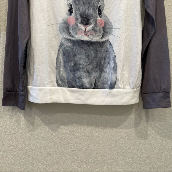 New! Women’s Bunny Rabbit Print Long Sleeve T-Shirt Casual Tee Size Small - Picture 6 of 13